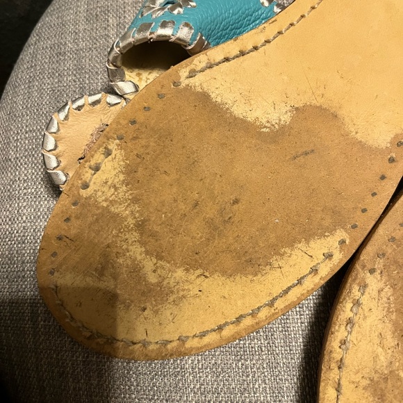 Jack Rogers hard to find turquoise blue with silver accent sandals size 6 - Picture 4 of 6